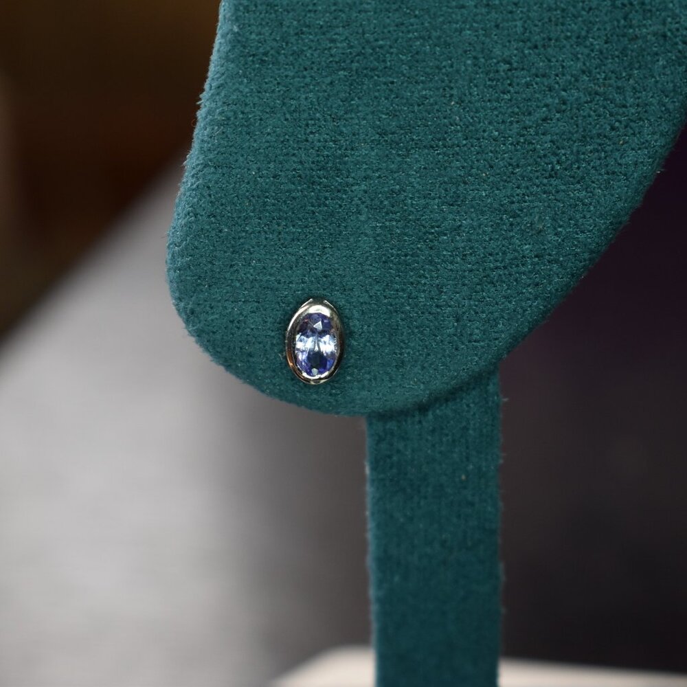 Tanzanite Solitaire Stud Earrings